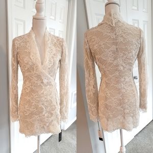 Nwt COLD STONE FOX lace micro mini wrap Dress M/L